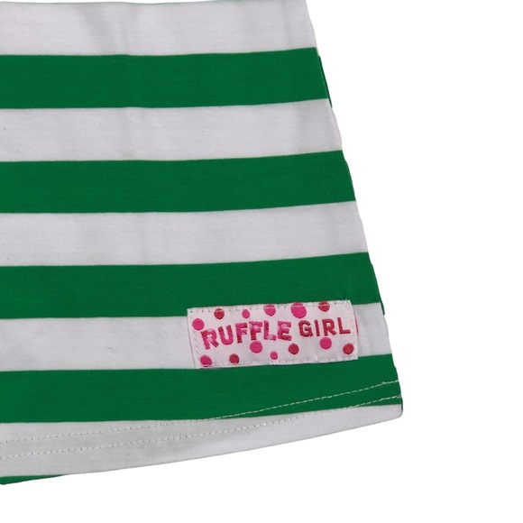 Ruffle Girl Kelly Green & White Striped Top size 16-18 - Picture 2 of 9